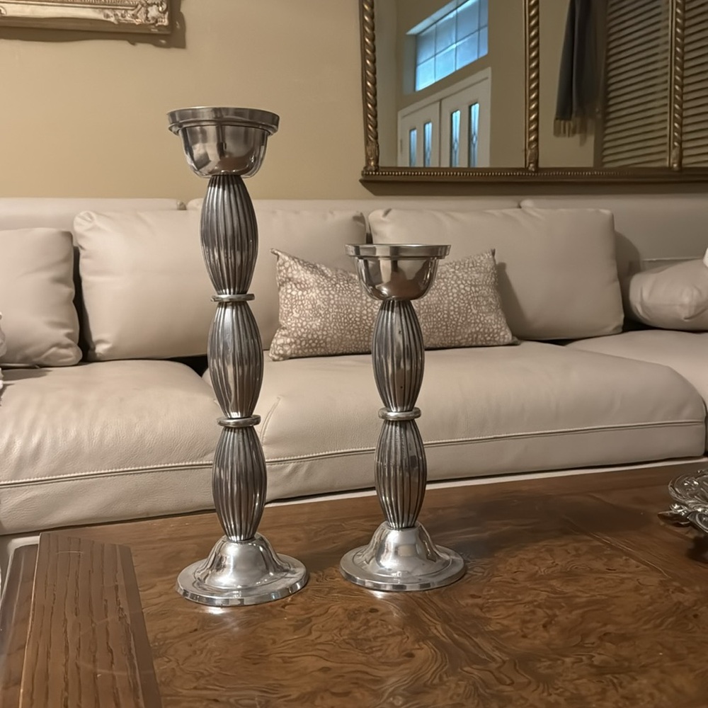 Vintage Indigo Tall Candlestick Holders